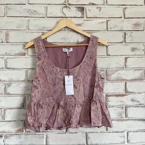 WAYF purple floral cropped tank perplum ruffle NEW